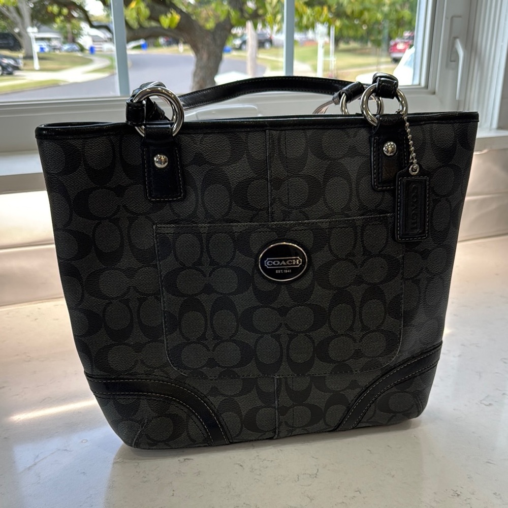 Coach Black Signature Tote
